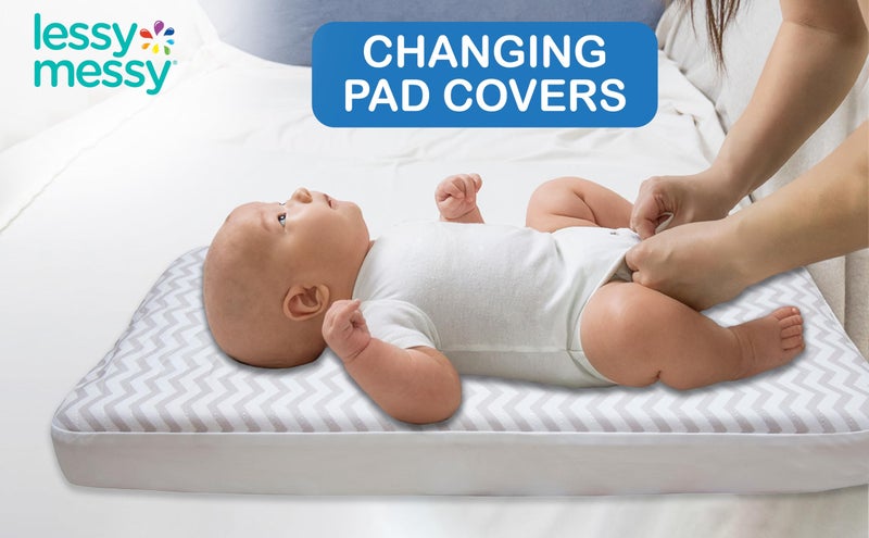Lessy Messy Waterproof Leak-Proof Diaper Changing Pad Cover â€“ Fits Standard 32Ã—16Ã—4 in Pads â€“ Soft, Absorbent Material with Snug Elastic Edges â€“ Unique Machine Wash & Dryer Safe - (Gray) - Image 2